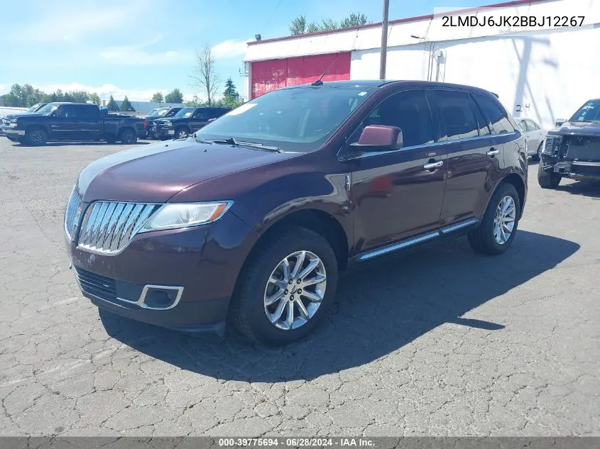 2011 Lincoln Mkx VIN: 2LMDJ6JK2BBJ12267 Lot: 39775694