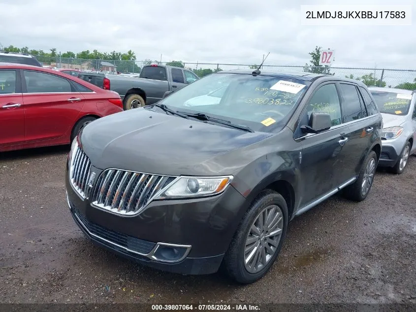 2011 Lincoln Mkx VIN: 2LMDJ8JKXBBJ17583 Lot: 39807064