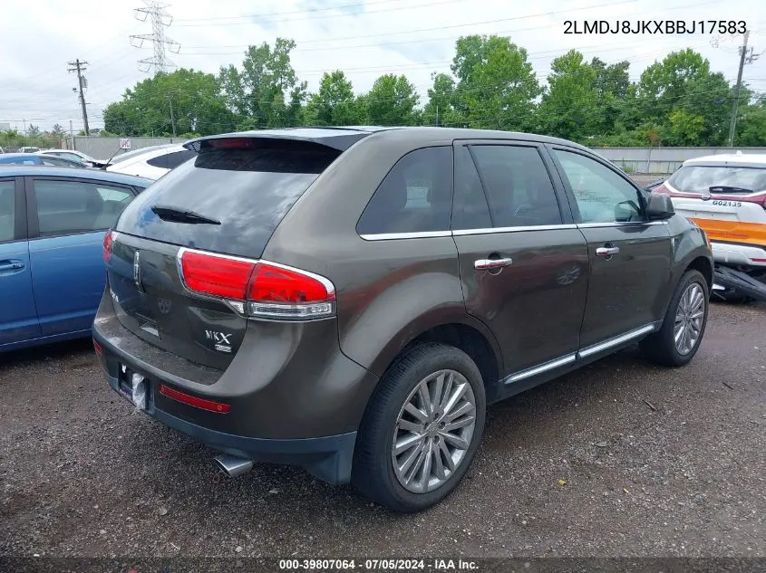 2011 Lincoln Mkx VIN: 2LMDJ8JKXBBJ17583 Lot: 39807064