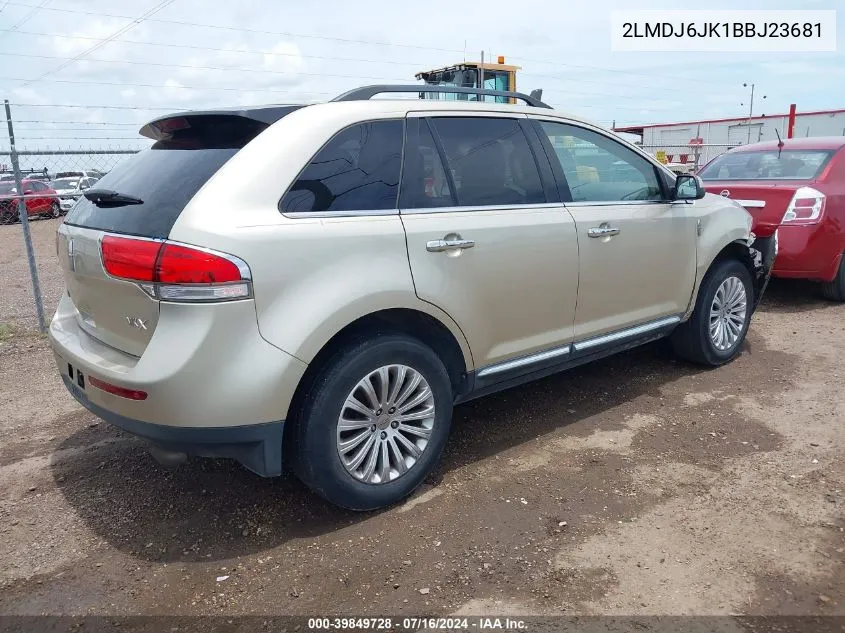 2011 Lincoln Mkx VIN: 2LMDJ6JK1BBJ23681 Lot: 39849728