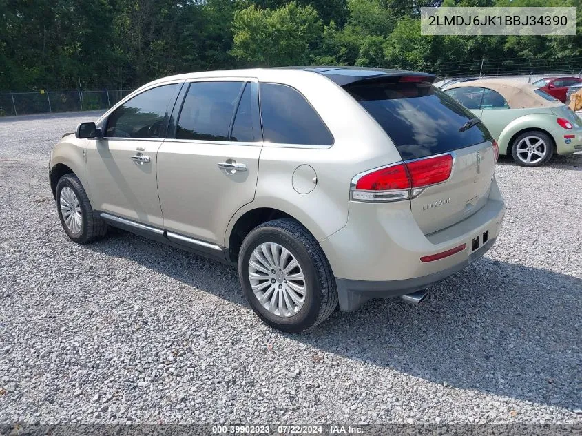 2011 Lincoln Mkx VIN: 2LMDJ6JK1BBJ34390 Lot: 39902023