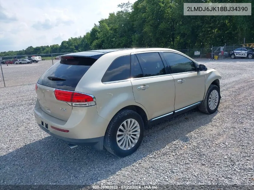 2011 Lincoln Mkx VIN: 2LMDJ6JK1BBJ34390 Lot: 39902023