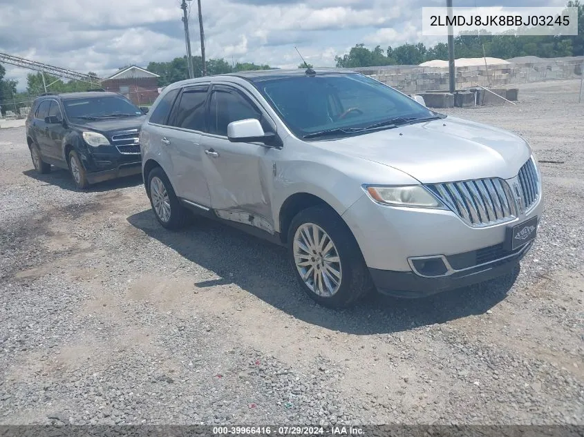 2011 Lincoln Mkx VIN: 2LMDJ8JK8BBJ03245 Lot: 39966416