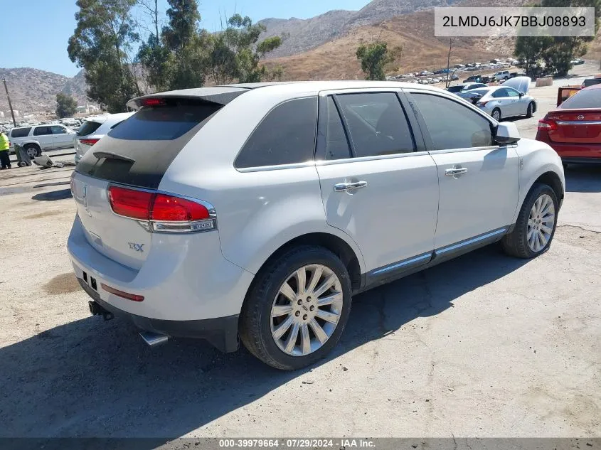 2011 Lincoln Mkx VIN: 2LMDJ6JK7BBJ08893 Lot: 39979664