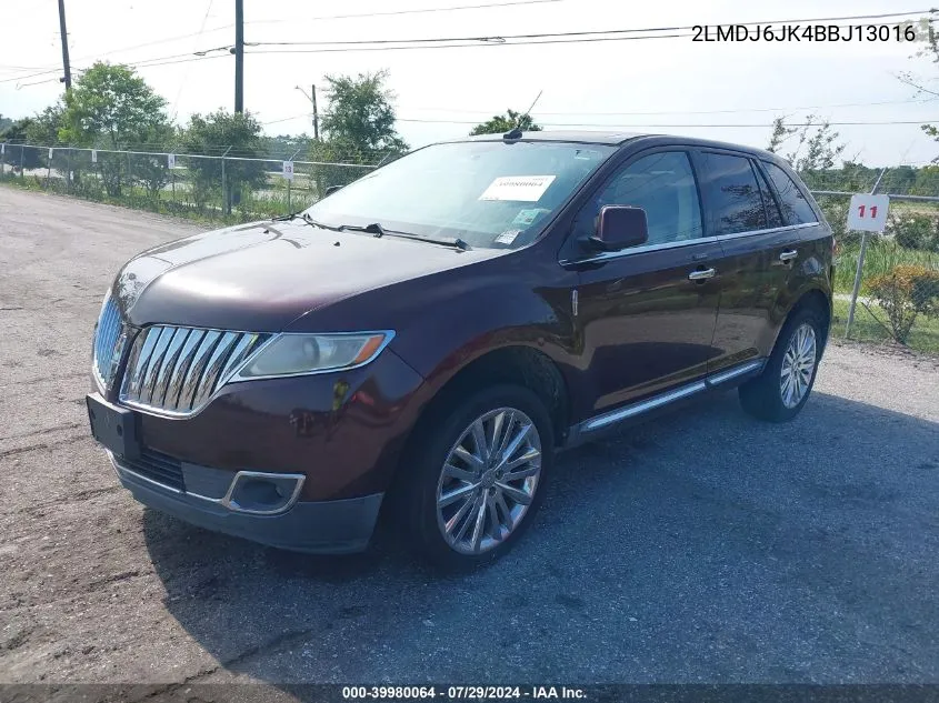 2011 Lincoln Mkx VIN: 2LMDJ6JK4BBJ13016 Lot: 39980064