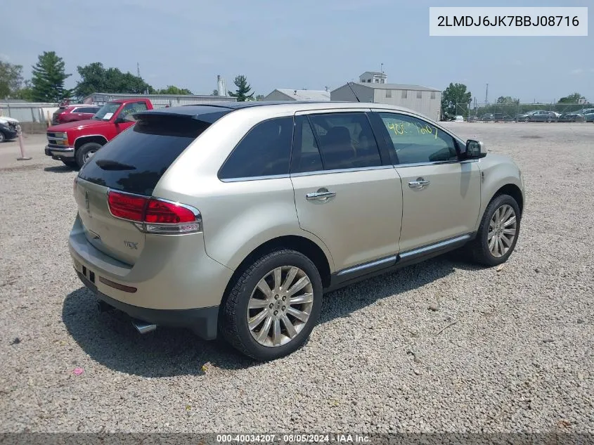 2011 Lincoln Mkx VIN: 2LMDJ6JK7BBJ08716 Lot: 40034207