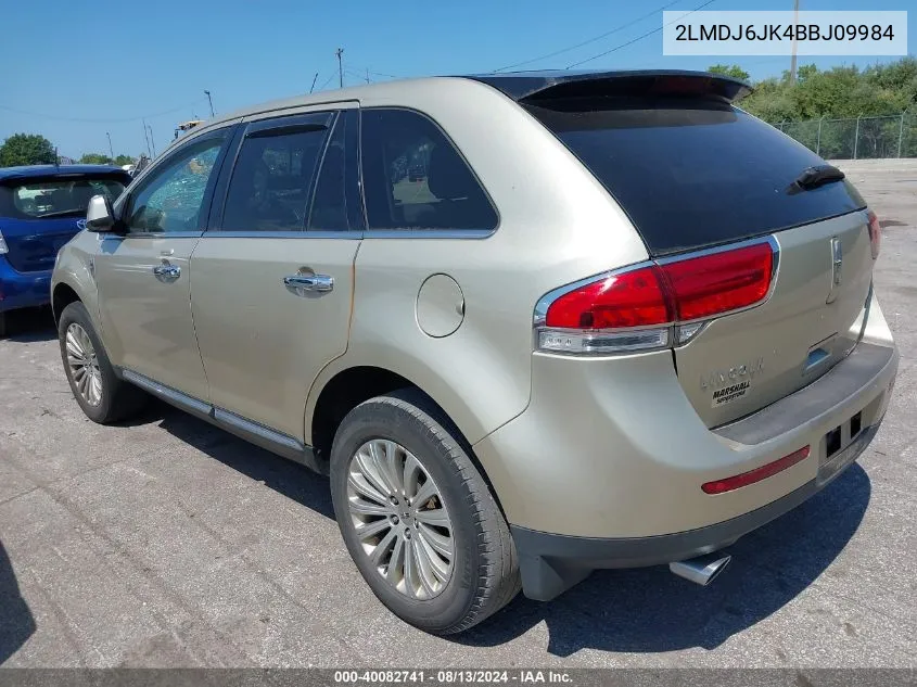 2011 Lincoln Mkx VIN: 2LMDJ6JK4BBJ09984 Lot: 40082741