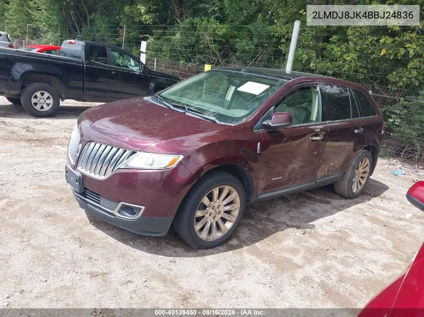 2011 Lincoln Mkx VIN: 2LMDJ8JK4BBJ24836 Lot: 40139450