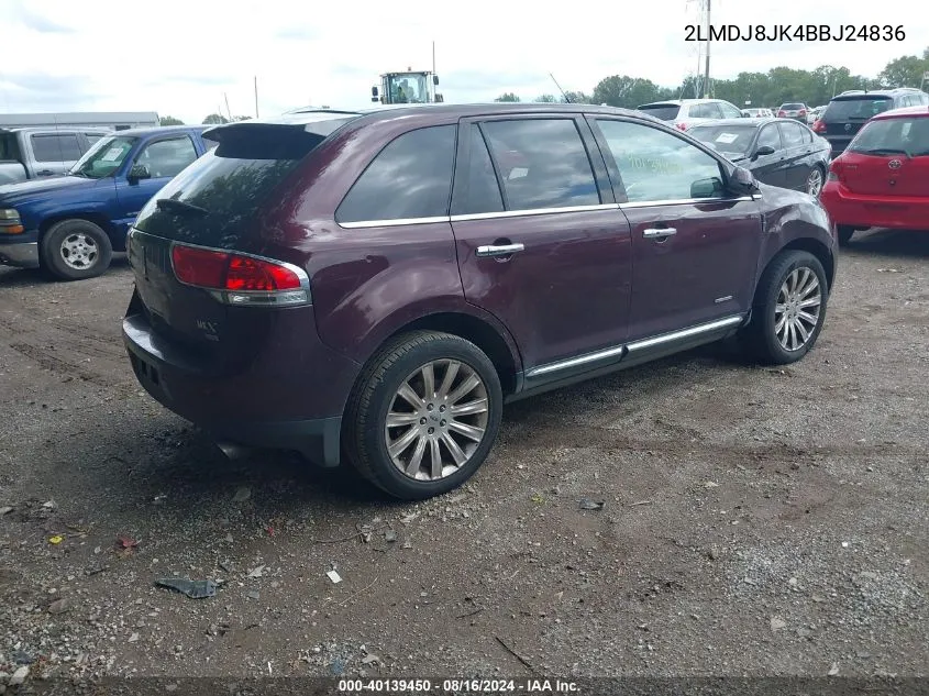 2011 Lincoln Mkx VIN: 2LMDJ8JK4BBJ24836 Lot: 40139450