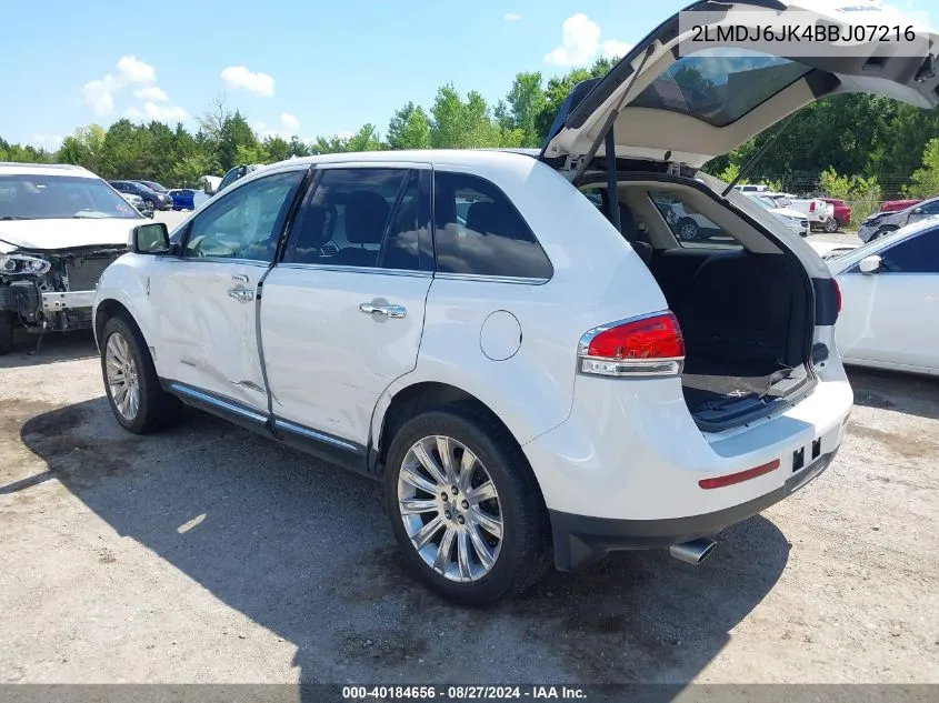 2011 Lincoln Mkx VIN: 2LMDJ6JK4BBJ07216 Lot: 40184656