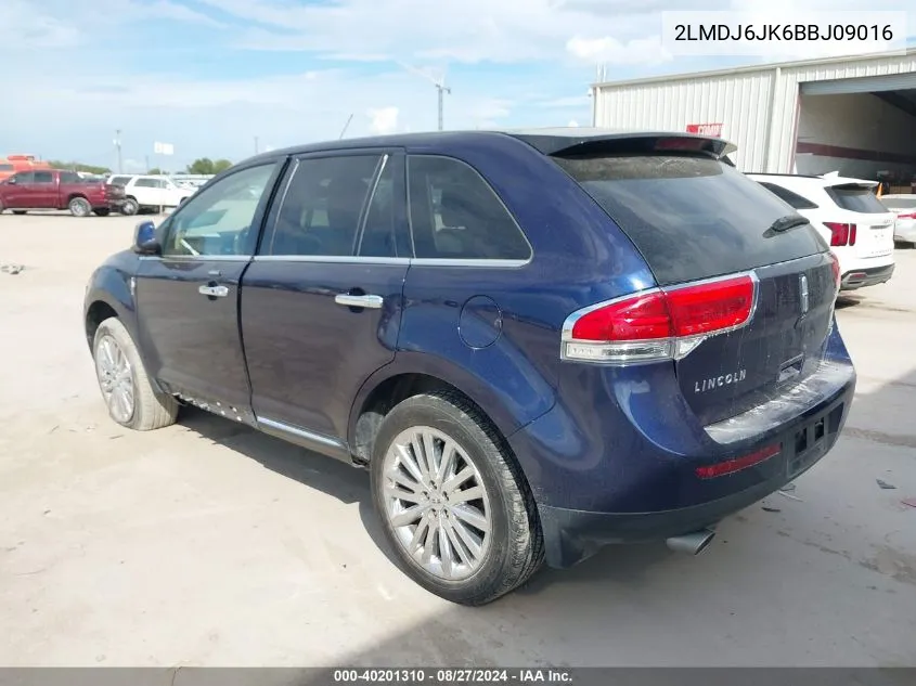 2011 Lincoln Mkx VIN: 2LMDJ6JK6BBJ09016 Lot: 40201310