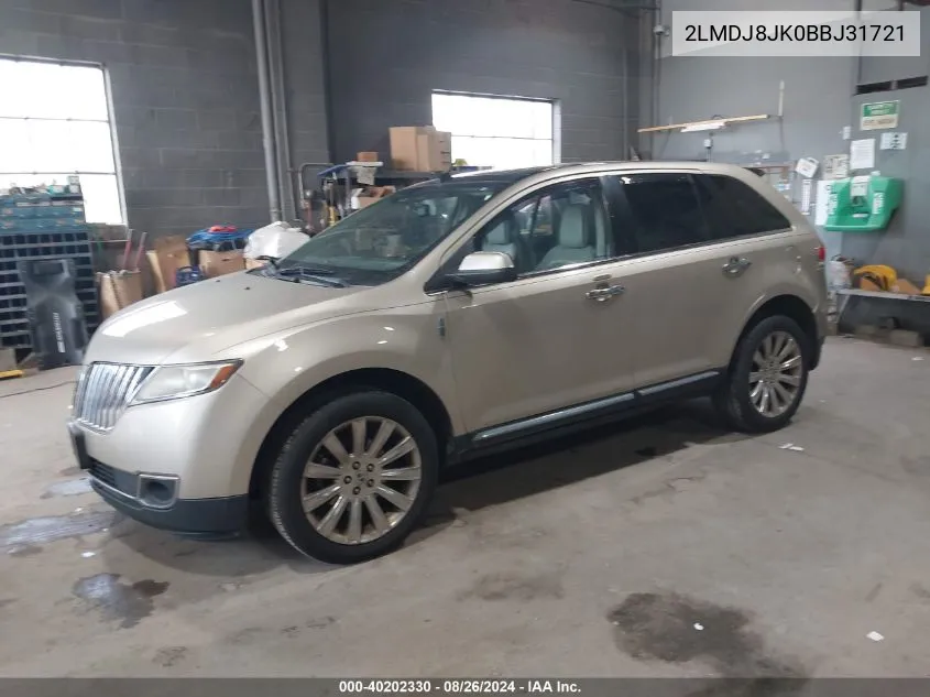 2011 Lincoln Mkx VIN: 2LMDJ8JK0BBJ31721 Lot: 40202330