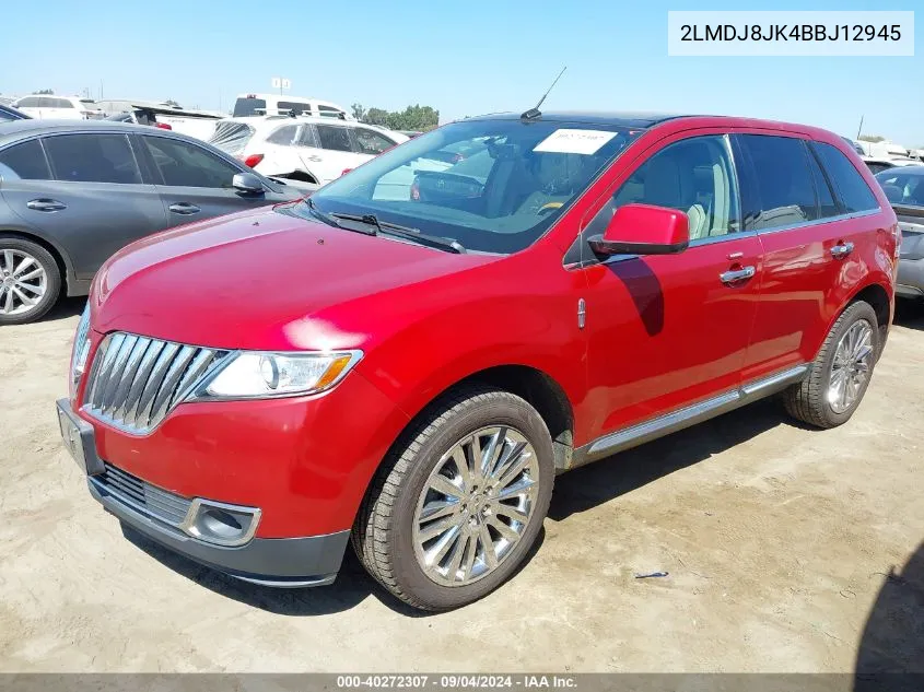 2011 Lincoln Mkx VIN: 2LMDJ8JK4BBJ12945 Lot: 40272307