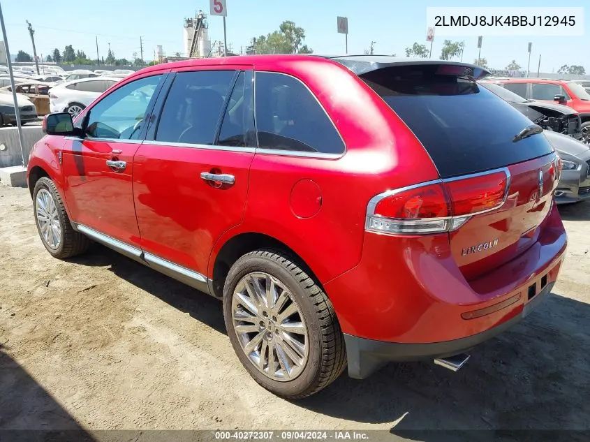 2011 Lincoln Mkx VIN: 2LMDJ8JK4BBJ12945 Lot: 40272307