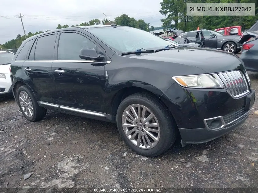 2011 Lincoln Mkx VIN: 2LMDJ6JKXBBJ27342 Lot: 40301480