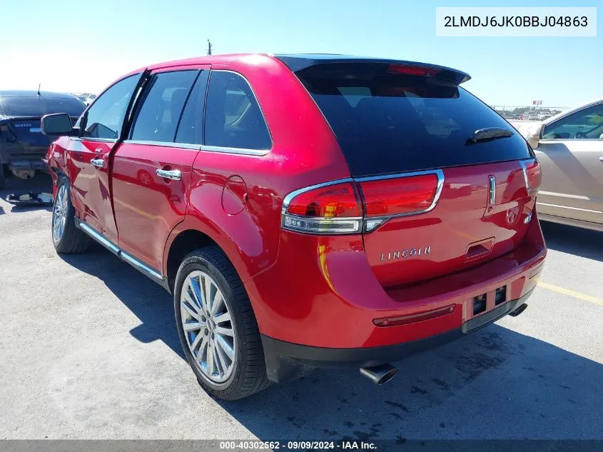 2LMDJ6JK0BBJ04863 2011 Lincoln Mkx