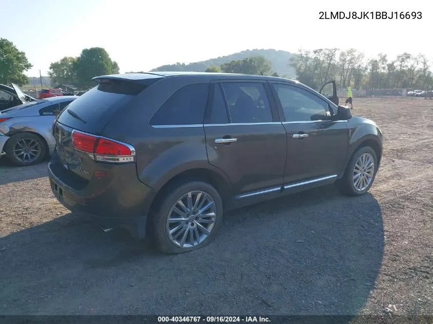 2011 Lincoln Mkx VIN: 2LMDJ8JK1BBJ16693 Lot: 40346767