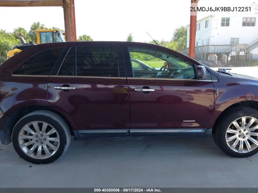 2011 Lincoln Mkx VIN: 2LMDJ6JK9BBJ12251 Lot: 40350006