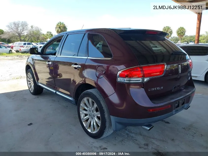 2LMDJ6JK9BBJ12251 2011 Lincoln Mkx