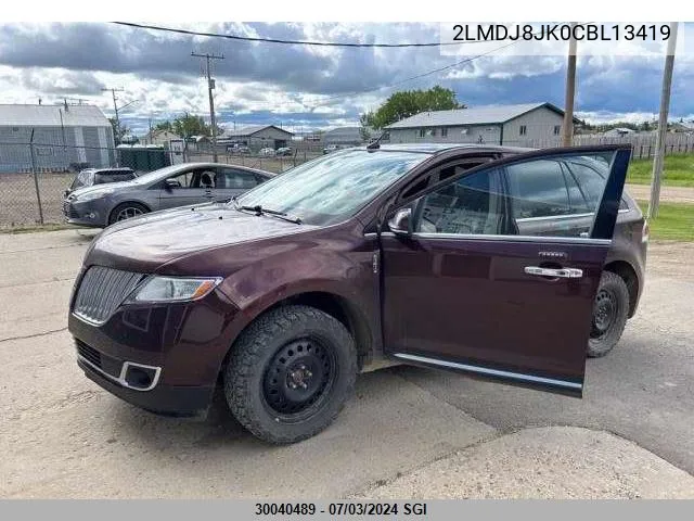 2012 Lincoln Mkx VIN: 2LMDJ8JK0CBL13419 Lot: 30040489