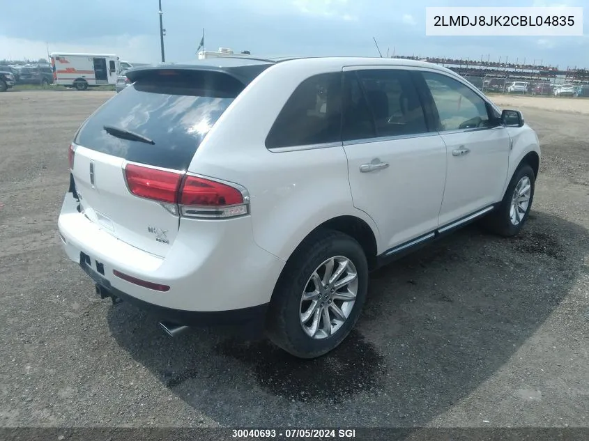 2012 Lincoln Mkx VIN: 2LMDJ8JK2CBL04835 Lot: 30040693