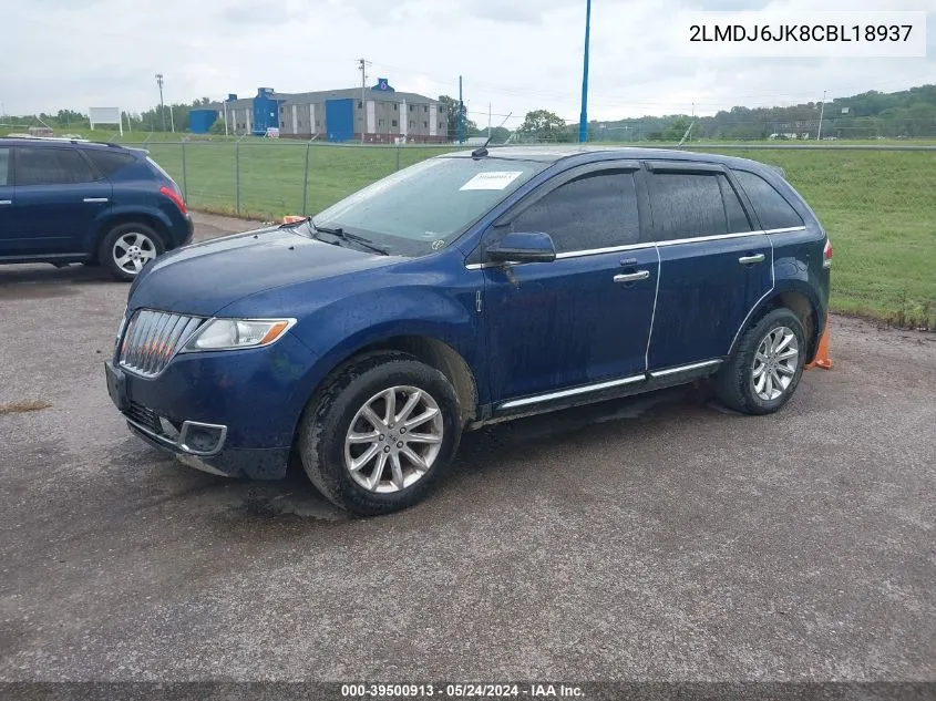 2012 Lincoln Mkx VIN: 2LMDJ6JK8CBL18937 Lot: 39500913