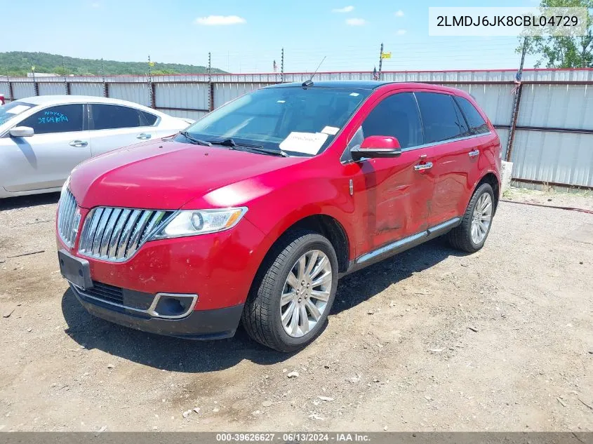 2012 Lincoln Mkx VIN: 2LMDJ6JK8CBL04729 Lot: 39626627