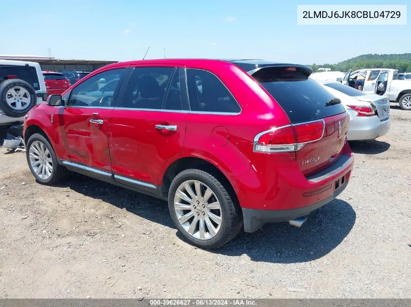 2012 Lincoln Mkx VIN: 2LMDJ6JK8CBL04729 Lot: 39626627