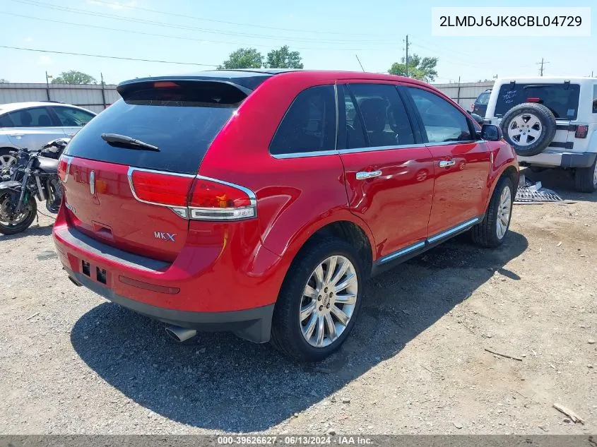 2012 Lincoln Mkx VIN: 2LMDJ6JK8CBL04729 Lot: 39626627