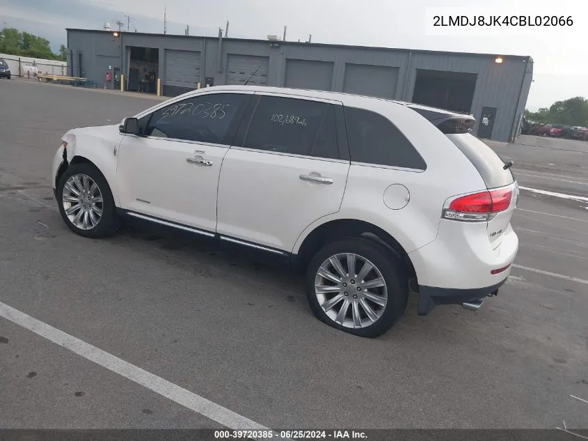 2012 Lincoln Mkx VIN: 2LMDJ8JK4CBL02066 Lot: 39720385