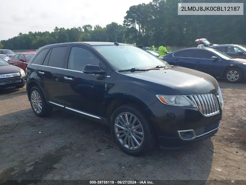 2012 Lincoln Mkx VIN: 2LMDJ8JK0CBL12187 Lot: 39758119