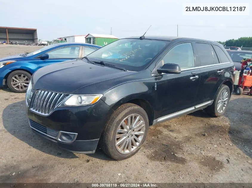 2012 Lincoln Mkx VIN: 2LMDJ8JK0CBL12187 Lot: 39758119