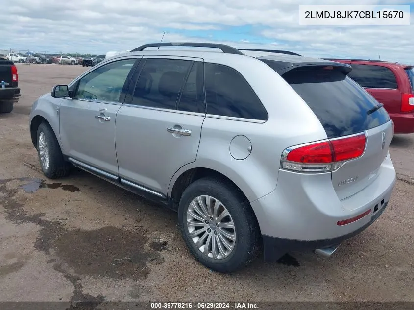 2LMDJ8JK7CBL15670 2012 Lincoln Mkx