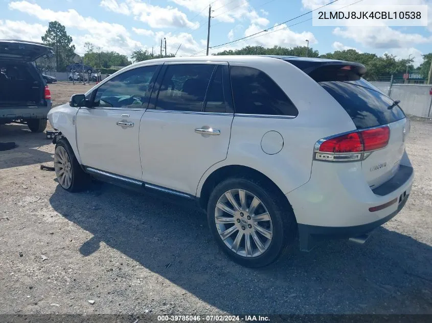 2012 Lincoln Mkx VIN: 2LMDJ8JK4CBL10538 Lot: 39785046