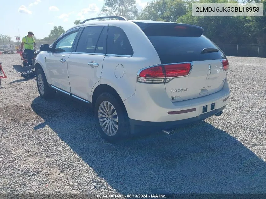 2012 Lincoln Mkx VIN: 2LMDJ6JK5CBL18958 Lot: 40061482