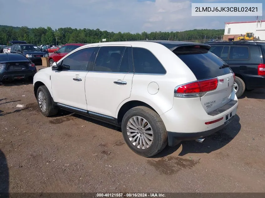 2012 Lincoln Mkx VIN: 2LMDJ6JK3CBL02421 Lot: 40121557