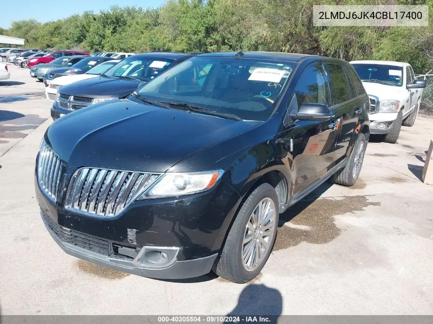 2012 Lincoln Mkx VIN: 2LMDJ6JK4CBL17400 Lot: 40305504