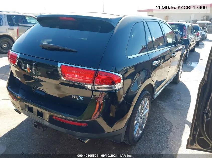 2012 Lincoln Mkx VIN: 2LMDJ6JK4CBL17400 Lot: 40305504