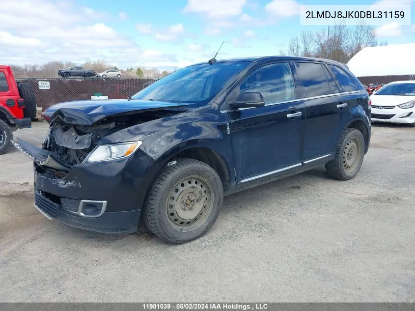 2013 Lincoln Mkx VIN: 2LMDJ8JK0DBL31159 Lot: 11981039