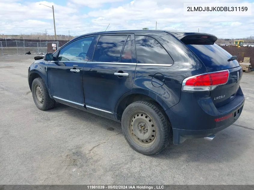 2013 Lincoln Mkx VIN: 2LMDJ8JK0DBL31159 Lot: 11981039