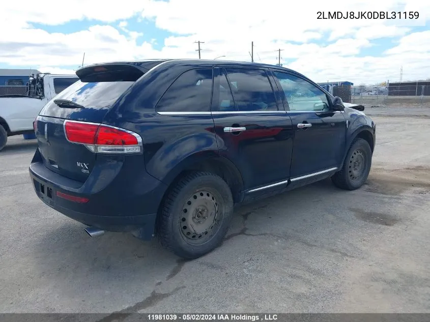 2013 Lincoln Mkx VIN: 2LMDJ8JK0DBL31159 Lot: 11981039