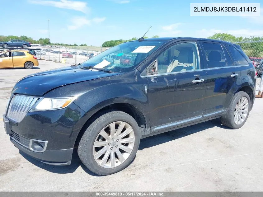 2013 Lincoln Mkx VIN: 2LMDJ8JK3DBL41412 Lot: 39449819