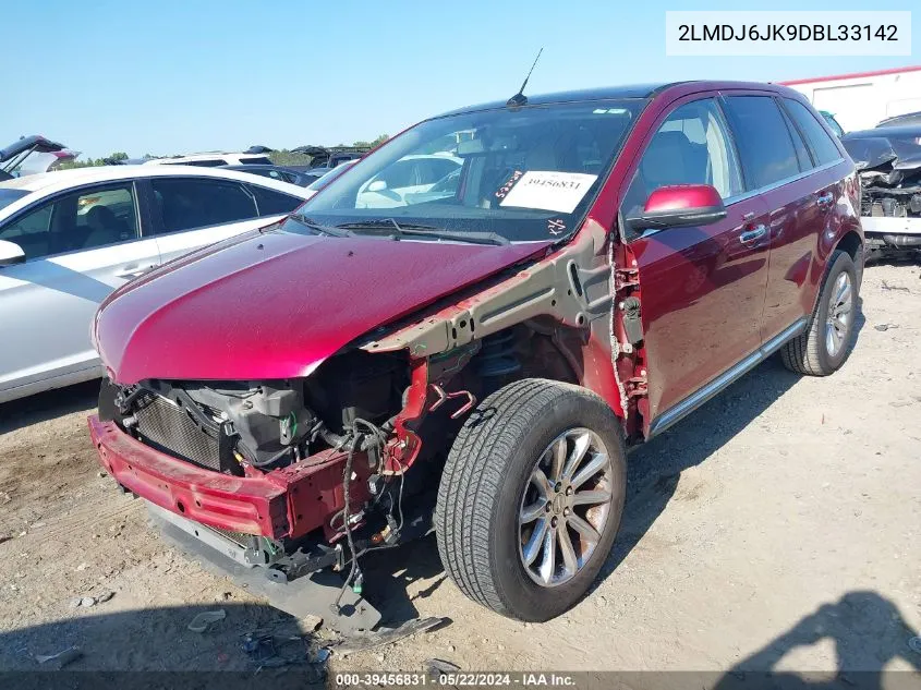 2013 Lincoln Mkx VIN: 2LMDJ6JK9DBL33142 Lot: 39456831