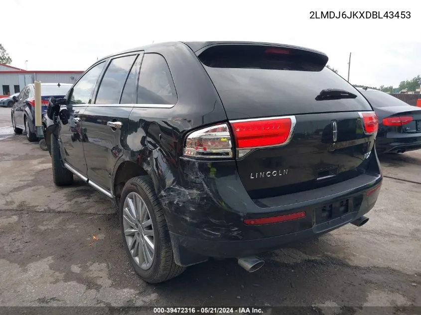 2013 Lincoln Mkx VIN: 2LMDJ6JKXDBL43453 Lot: 39472316