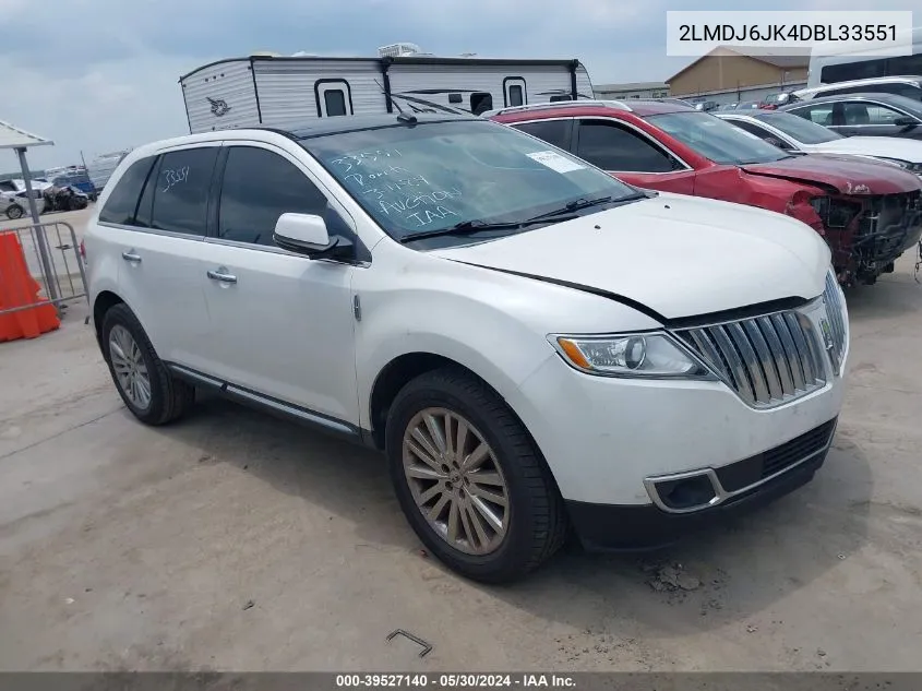 2013 Lincoln Mkx VIN: 2LMDJ6JK4DBL33551 Lot: 39527140