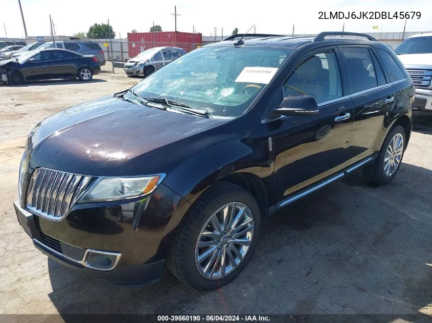 2013 Lincoln Mkx VIN: 2LMDJ6JK2DBL45679 Lot: 39560190