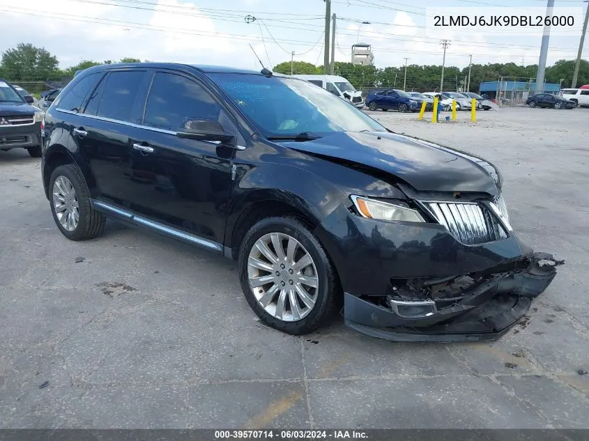 2013 Lincoln Mkx VIN: 2LMDJ6JK9DBL26000 Lot: 39570714