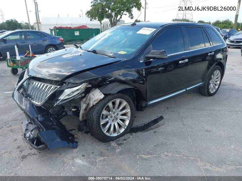 2013 Lincoln Mkx VIN: 2LMDJ6JK9DBL26000 Lot: 39570714