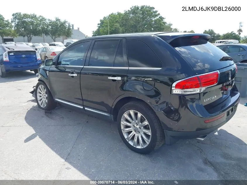 2013 Lincoln Mkx VIN: 2LMDJ6JK9DBL26000 Lot: 39570714