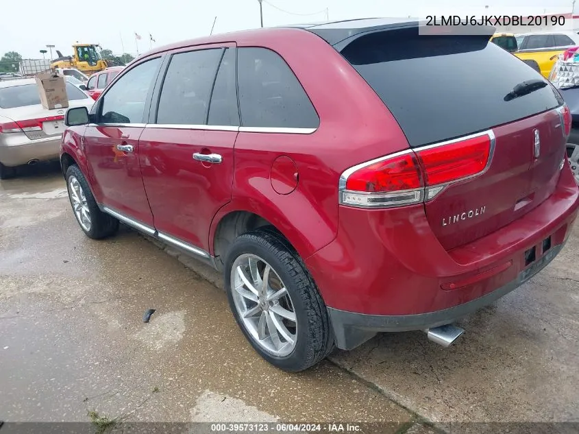 2013 Lincoln Mkx VIN: 2LMDJ6JKXDBL20190 Lot: 39573123